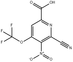 2-Cyano-3-nitro-4-(trifluoromethoxy)pyridine-6-carboxylic acid 结构式