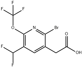 2-Bromo-5-(difluoromethyl)-6-(trifluoromethoxy)pyridine-3-acetic acid 化学構造式