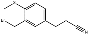 3-(3-(Bromomethyl)-4-(methylthio)phenyl)propanenitrile|