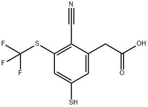 2-Cyano-5-mercapto-3-(trifluoromethylthio)phenylacetic acid 结构式