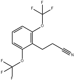 (2,6-Bis(trifluoromethoxy)phenyl)propanenitrile Structure