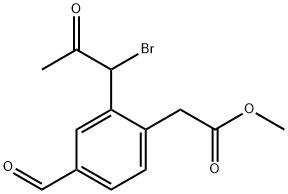 Methyl 2-(1-bromo-2-oxopropyl)-4-formylphenylacetate 结构式