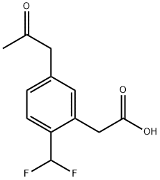 2-(Difluoromethyl)-5-(2-oxopropyl)phenylacetic acid 结构式