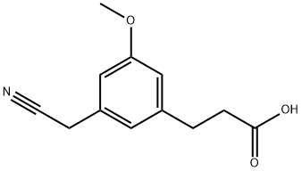 3-(2-Carboxyethyl)-5-methoxyphenylacetonitrile 化学構造式