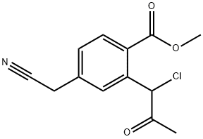 Methyl 2-(1-chloro-2-oxopropyl)-4-(cyanomethyl)benzoate 结构式