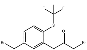 1-Bromo-3-(5-(bromomethyl)-2-(trifluoromethylthio)phenyl)propan-2-one|