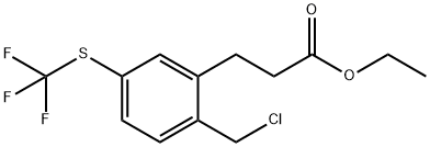 Ethyl 3-(2-(chloromethyl)-5-(trifluoromethylthio)phenyl)propanoate,1806525-05-2,结构式