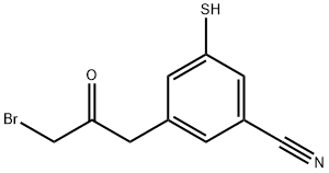 3-(3-Bromo-2-oxopropyl)-5-mercaptobenzonitrile Structure