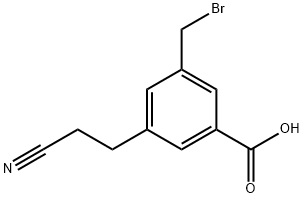 3-(Bromomethyl)-5-(2-cyanoethyl)benzoic acid 化学構造式