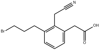 2-(3-Bromopropyl)-6-(carboxymethyl)phenylacetonitrile 化学構造式