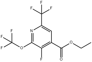 Ethyl 3-fluoro-2-(trifluoromethoxy)-6-(trifluoromethyl)pyridine-4-carboxylate Struktur