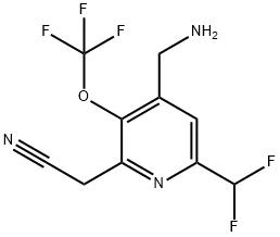 4-(Aminomethyl)-6-(difluoromethyl)-3-(trifluoromethoxy)pyridine-2-acetonitrile 化学構造式