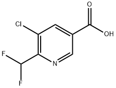 3-Pyridinecarboxylic acid, 5-chloro-6-(difluoromethyl)-|5-氯-6-(二氟甲基)烟酸