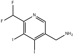 5-(Aminomethyl)-2-(difluoromethyl)-3,4-diiodopyridine,1806825-27-3,结构式