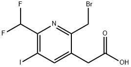 2-(Bromomethyl)-6-(difluoromethyl)-5-iodopyridine-3-acetic acid Struktur