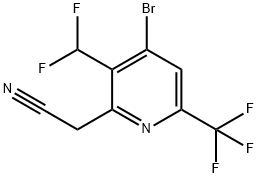 4-Bromo-3-(difluoromethyl)-6-(trifluoromethyl)pyridine-2-acetonitrile,1807006-08-1,结构式