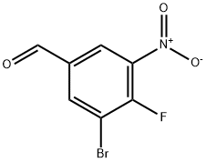Benzaldehyde, 3-bromo-4-fluoro-5-nitro-,1807010-04-3,结构式