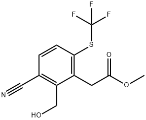 Methyl 3-cyano-2-hydroxymethyl-6-(trifluoromethylthio)phenylacetate 结构式