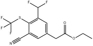 Ethyl 3-cyano-5-difluoromethyl-4-(trifluoromethylthio)phenylacetate Struktur