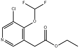 Ethyl 3-Chloro-4-(difluoromethoxy)pyridine-5-acetate 结构式