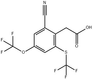 2-Cyano-4-trifluoromethoxy-6-(trifluoromethylthio)phenylacetic acid Struktur