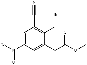 Methyl 2-bromomethyl-3-cyano-5-nitrophenylacetate 化学構造式