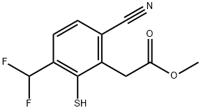 Methyl 6-cyano-3-difluoromethyl-2-mercaptophenylacetate,1807298-24-3,结构式