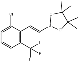 (E)-2-(2-氯-6-(三氟甲基)苯乙烯基)-4,4,5,5-四甲基-1,3,2-二氧硼烷 结构式