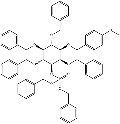 D-myo-Inositol, 1-O-(4-methoxyphenyl)methyl-2,4,5,6-tetrakis-O-(phenylmethyl)-, bis(phenylmethyl) phosphate,180794-83-6,结构式