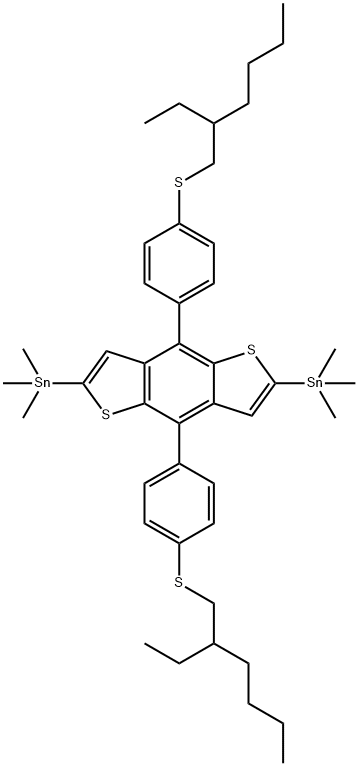 Stannane, 1,1'-[4,8-bis[4-[(2-ethylhexyl)thio]phenyl]benzo[1,2-b:4,5-b']dithiophene-2,6-diyl]bis[1,1,1-trimethyl- Structure