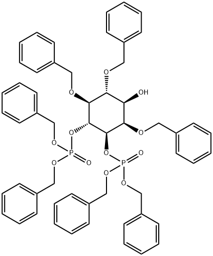 D-myo-Inositol, 2,5,6-tris-O-(phenylmethyl)-, 3,4-bisbis(phenylmethyl) phosphate 化学構造式