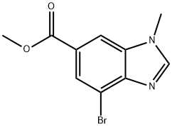 1H-Benzimidazole-6-carboxylic acid, 4-bromo-1-methyl-, methyl ester 化学構造式