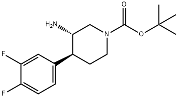 1-Piperidinecarboxylic acid, 3-amino-4-(3,4-difluorophenyl)-, 1,1-dimethylethyl ester, (3S,4S)- Struktur