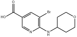 5-Bromo-6-((tetrahydro-2H-pyran-4-yl)amino)nicotinic acid,1812198-15-4,结构式