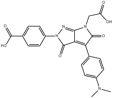 Pyrrolo[2,3-c]pyrazole-6(2H)-acetic acid, 2-(4-carboxyphenyl)-4-[4-(dimethylamino)phenyl]-3,5-dihydro-3,5-dioxo-|4-(6-羧甲基)-4-(4-二甲基氨基)苯基)-3,5-二氧代-5,6-二氢吡咯并[2,3-C]吡唑-2(3H)基)苯甲酸