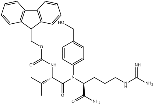 L-Argininamide, N-[(9H-fluoren-9-ylmethoxy)carbonyl]-L-valyl-N-[4-(hydroxymethyl)phenyl]- 结构式