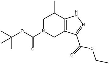 5H-Pyrazolo[4,3-c]pyridine-3,5-dicarboxylic acid, 1,4,6,7-tetrahydro-7-methyl-, 5-(1,1-dimethylethyl) 3-ethyl ester Struktur