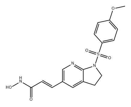 2-Propenamide, 3-[2,3-dihydro-1-[(4-methoxyphenyl)sulfonyl]-1H-pyrrolo[2,3-b]pyridin-5-yl]-N-hydroxy-, (2E)- Struktur