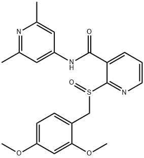 3-Pyridinecarboxamide, 2-[[(2,4-dimethoxyphenyl)methyl]sulfinyl]-N-(2,6-dimethyl-4-pyridinyl)- Struktur