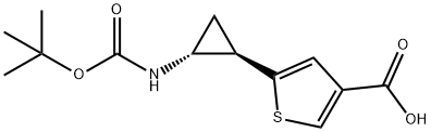 3-Thiophenecarboxylic acid, 5-[(1R,2R)-2-[[(1,1-dimethylethoxy)carbonyl]amino]cyclopropyl]- 化学構造式