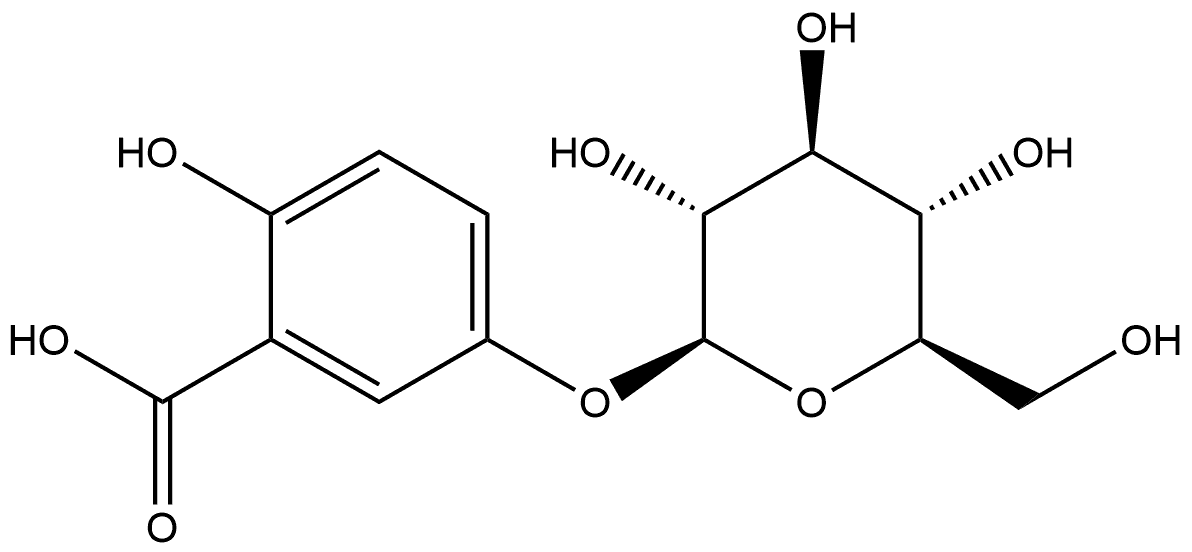 Benzoic acid, 5-(β-D-glucopyranosyloxy)-2-hydroxy- 化学構造式