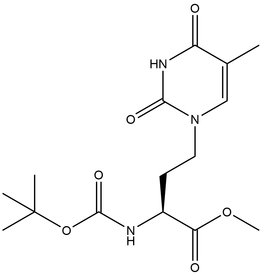 1(2H)-Pyrimidinebutanoic acid, α-[[(1,1-dimethylethoxy)carbonyl]amino]-3,4-dihydro-5-methyl-2,4-dioxo-, methyl ester, (αS)- Structure