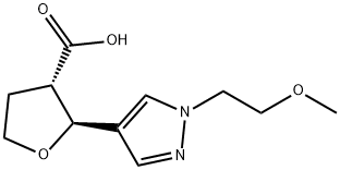 trans-2-[1-(2-methoxyethyl)-1H-pyrazol-4-yl]oxolane-3-carboxylic acid Struktur