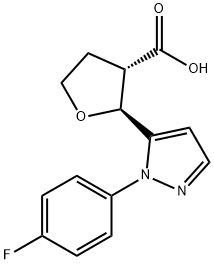 trans-2-[1-(4-fluorophenyl)-1H-pyrazol-5-yl]oxolane-3-carboxylic acid,1820583-30-9,结构式