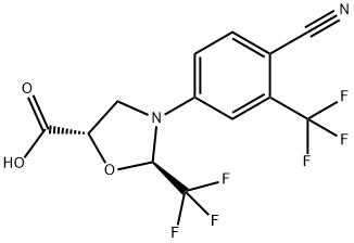 (2R,5S)-3-[4-氰基-3-(三氟甲基)苯基]-2-(三氟甲基)噁唑烷-5-甲酸, 1820827-27-7, 结构式