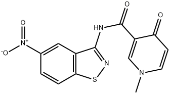 3-Pyridinecarboxamide, 1,4-dihydro-1-methyl-N-(5-nitro-1,2-benzisothiazol-3-yl)-4-oxo- 化学構造式