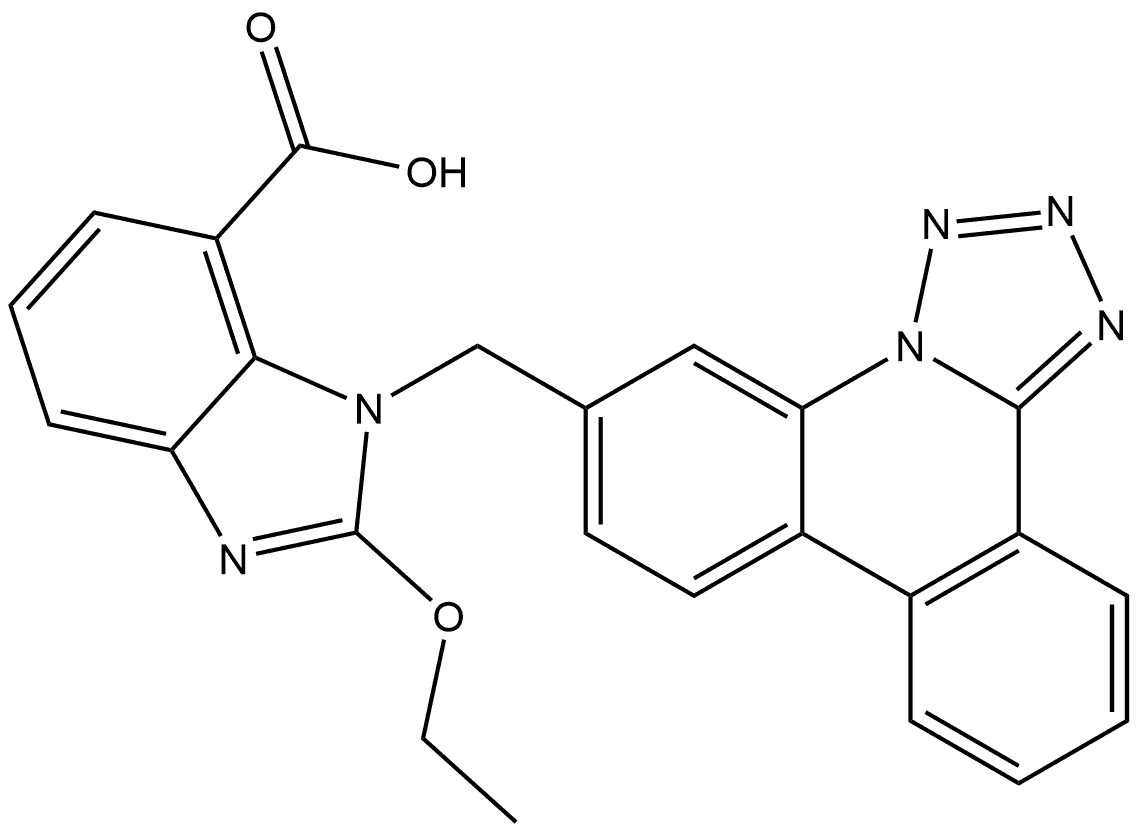 2-Ethoxy-1-(tetrazolo[1,5-f]phenanthridin-6-ylmethyl)-1H-benzimidazole-7-carboxylic acid Structure