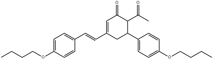 2-Cyclohexen-1-one, 6-acetyl-5-(4-butoxyphenyl)-3-[(1E)-2-(4-butoxyphenyl)ethenyl]-,1821413-77-7,结构式