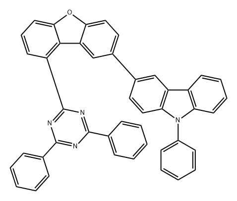 9H-Carbazole, 3-[9-(4,6-diphenyl-1,3,5-triazin-2-yl)-2-dibenzofuranyl]-9-phenyl- 化学構造式