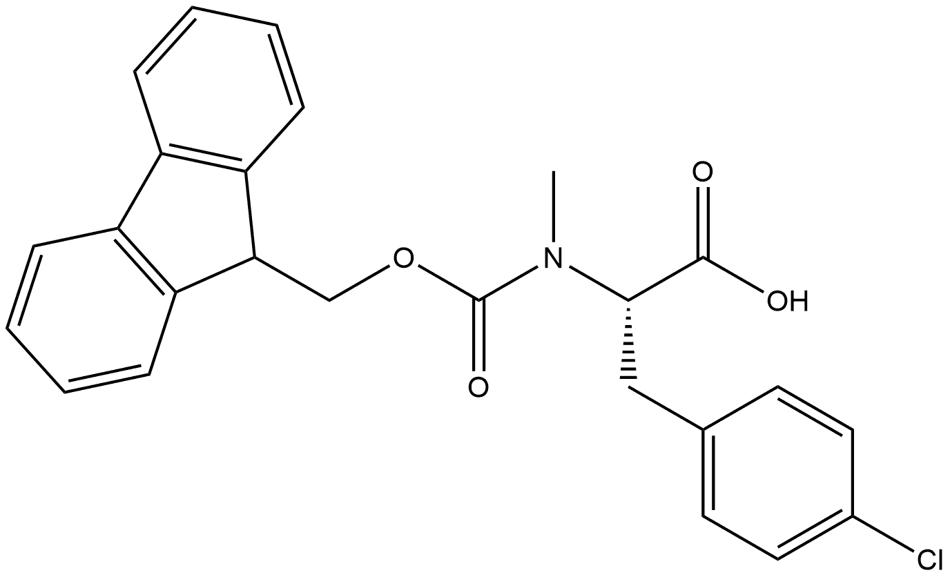 2-((((9H-Fluoren-9-yl)methoxy)carbonyl)(methyl)amino)-3-(4-chlorophenyl)propanoic acid Structure